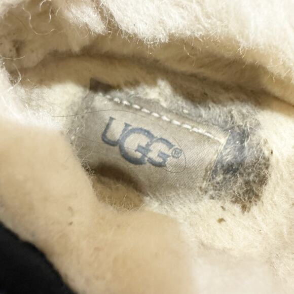 UGG Ansley Water-Resistant Suede Wool Lined Moccasin Slippers Black Size 8 - Picture 6 of 7